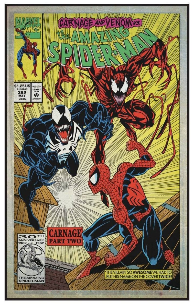 Marvel Comics Amazing Spiderman 362 Carnage & Venom cover print 15 by 24, 11 by 17 or 8.5 by 11 not the actual comic book image 1