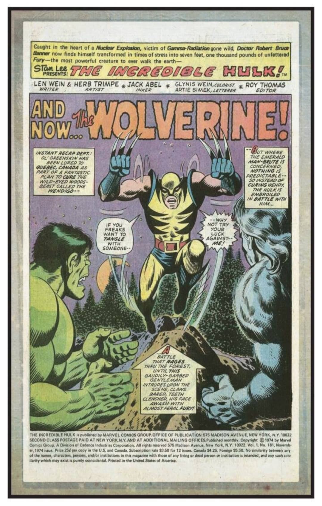 Marvel Comics Wolverine 1st Appearance Interior Page Print 15 by 24, 11