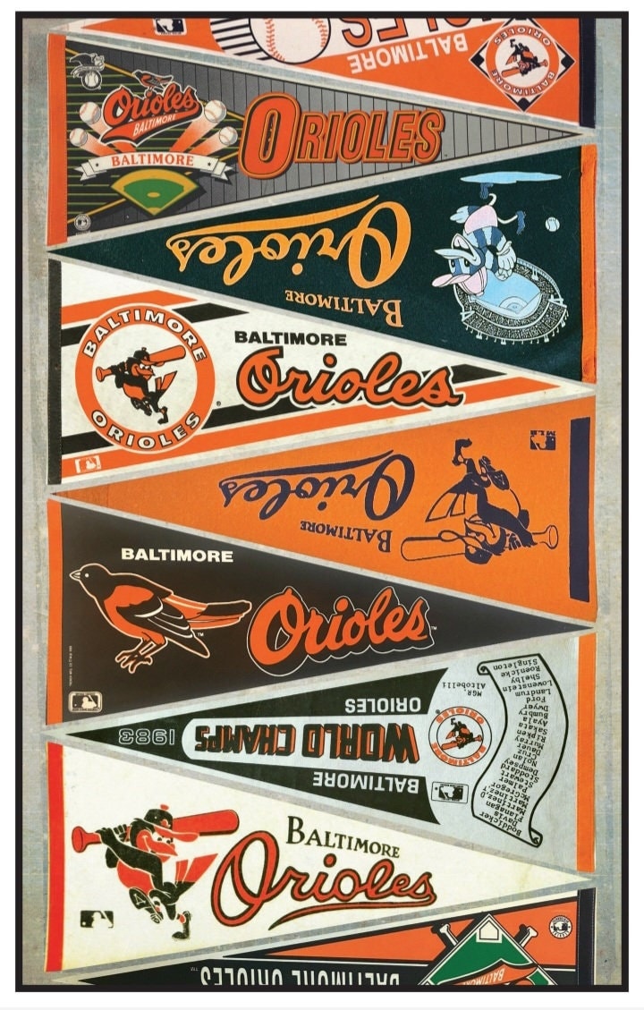 Baltimore Orioles vintage pennant print 15 by 24, 11 by 17