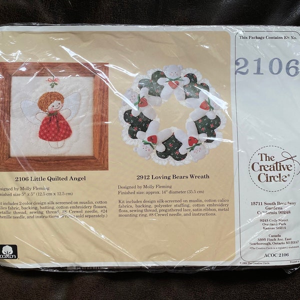 Kleiner gesteppter Engel Kit 2106 The Creative Circle, Der kreative Kreis Little Quilted Angel Kit 2106, 1989 Little Quilted Angel Sealed Kit