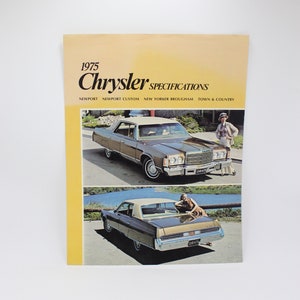 Vintage 1975 Chrysler Dealership Pamphlet, Chrysler Newport, Newport Custom, New Yorker Brougham, Town & Country, 1975 Chrysler ad Brochure