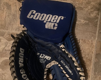 Vintage Cooper GM21 JR Dura Soft Goalie Glove, Blue Cooper GM21 Goalie Glove, Cooper Hockey, Ken Wregget Style Goalie Glove, Cooper Glove