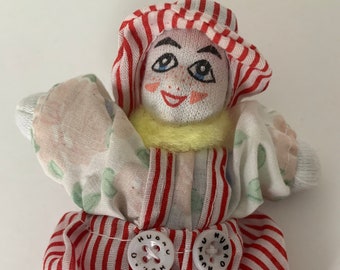 Hubao Clown, Hubao Vintage Clown Doll in Red Overalls, 4 1/2” Sand Filled Clown Dolls, Collectible Clown, Clown Doll, Beanbag Clown, Clowns