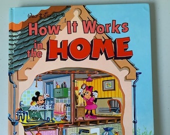 Vintage Walt Disney's How It Works in the Home, Walt Disney Productions-boek uit 1982, vintage Disney-personage How It Works-boek, Disney-boek