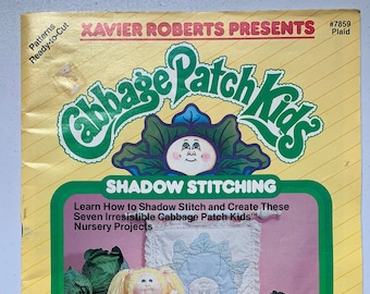 ヴィンテージ キャベッジパッチキッズ シャドーステッチング、ザビエル・ロバーツ、チェック柄パターン 7859、カット可能なパターン、キャベッジパッチキッズ 保育園プロジェクト