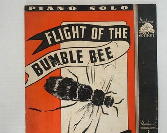 Vintage Flight of The Bumblebee by Rimsky Korsakoff, Vintage 1936 Flight of the Bumble bee Piano Solo Sheet Music, Moderne Publications 1936