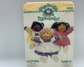 Vintage Cabbage Patch Kids Clothes Butterick Pattern 6509, Cabbage Patch Kids Dress Patterns, New Unused Cabbage Patch kids Clothes Patterns