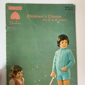 Patons Children’s Choice, Patons Beehive Book 143, Knitting Pattern for Children 2 to 6, Vintage Pattern Book, Knit Children’s Patterns Book