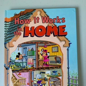 Cómo funciona en casa de Walt Disney, libro vintage de Walt Disney Productions de 1982, libro vintage de Cómo funciona con personajes de Disney, libro de Disney