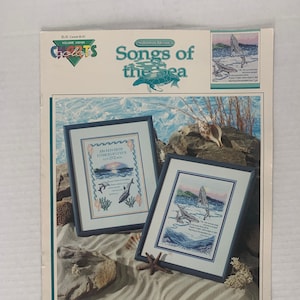 Canciones del mar de Solomon Dixon Patrones de punto de cruz, #20104 Cartas de colores, Muestra de delfines, 1992 Punto de cruz Ballena Canción del mar, Ballena