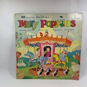 Walt Disney Presents 10 Songs from Mary Poppins LP, Vintage 1964 Mary Poppins Vinyl Record, Marni Nixon, Bill Lee, Richard Sherman, Poppins