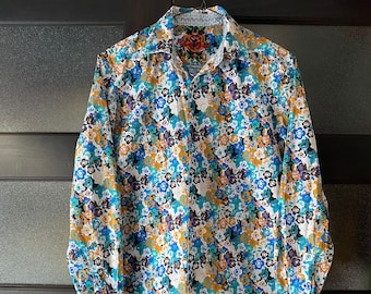 Robert Graham Dress Shirt Size Small, Multi Color Flowered Robert Graham Dress Shirt, Unique Robert Graham Flowered Dress Shirt Size Small
