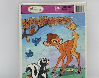 Disney Babies Bambi Collection Golden Frame-Tray Puzzle, 1980’s Frame Tray Bambi Puzzle 4173A-1, Bambi Collection Frame-Tray Puzzle, Disney