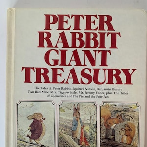 Tesoro gigante vintage de Peter Rabbit, de Beatrix Potter, 1980, con ilustraciones originales de Beatrix Potter, Benjamin Bunny y Squirrel Nutkin.