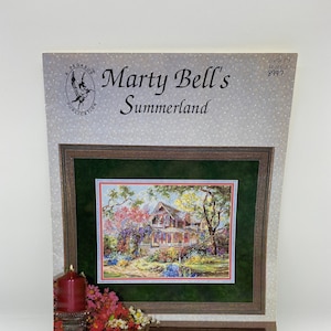 Wzór do haftu krzyżykowego Marty Bell Summerland Vintage, Marty Bell Leaflet 373, 1996 Pegasus Oryginalny wzór do haftu krzyżykowego Marty Bell Summerland