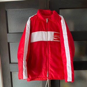 Vintage Coca Cola Red & White Medium Winter Jacket, Vintage Coke Winter Jacket with Hood, Rare Coca Cola Winter Jacket Sz Medium, Coke Coat