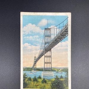 Vintage Waldo Hancock Bridge Penobscot Maine Postcard, Vintage Waldo Hancock Bridge Maine American Art Post Card Co. Postcard, Waldo-Hancock