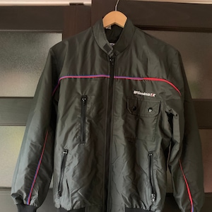 BF Goodrich T/A Mens Medium Jacket, Black BF Goodrich T/A Racing Jacket, Vintage Avon Sportswear BF Goodrich Coat with Blue and red stripe