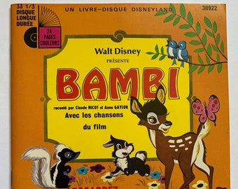 Bambi Read Along Book and Record, Walt Disney Présente Bambi Regardez Écoutez Lisez, Walt Disney Presents Bambi Vinyl 33 1/3 & 24 page book