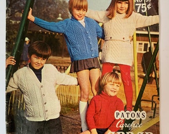 Twenty-six different sweaters for children sizes 2-16! 53 1960 vintage boys and girls Bulky Knits of Bear Brand and Fleisher Yarns vol