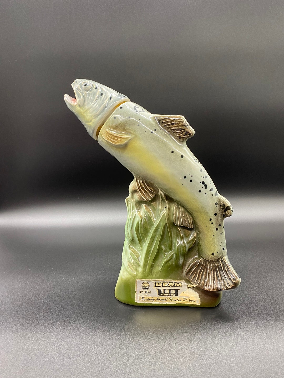 Vintage Jim Beam Fish Decanter, Jim Beam Trout Liquor Bottle, 1976 Jim