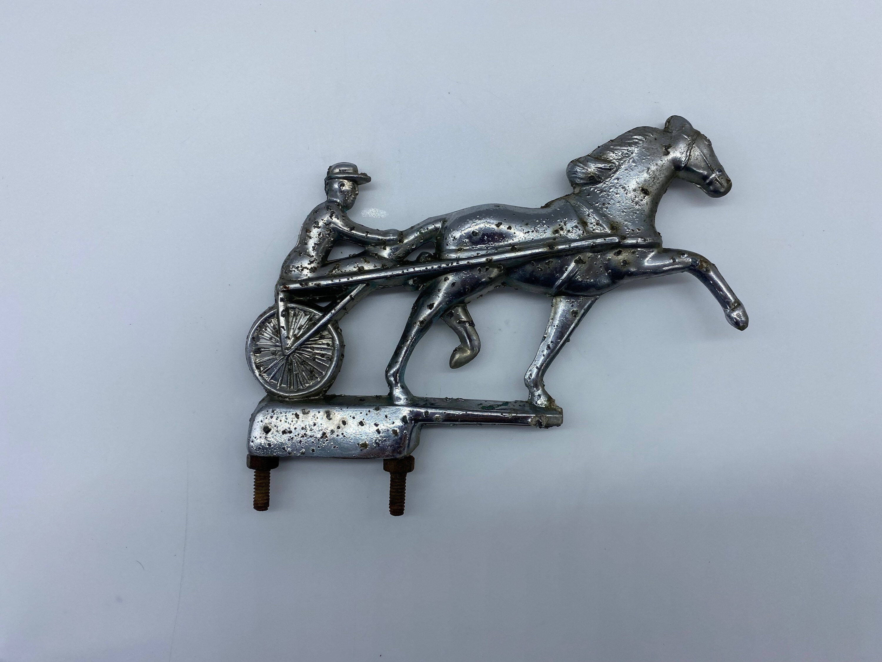 Vintage Horse and Jockey Sulkie Racer Hood Ornament Vintage Etsy