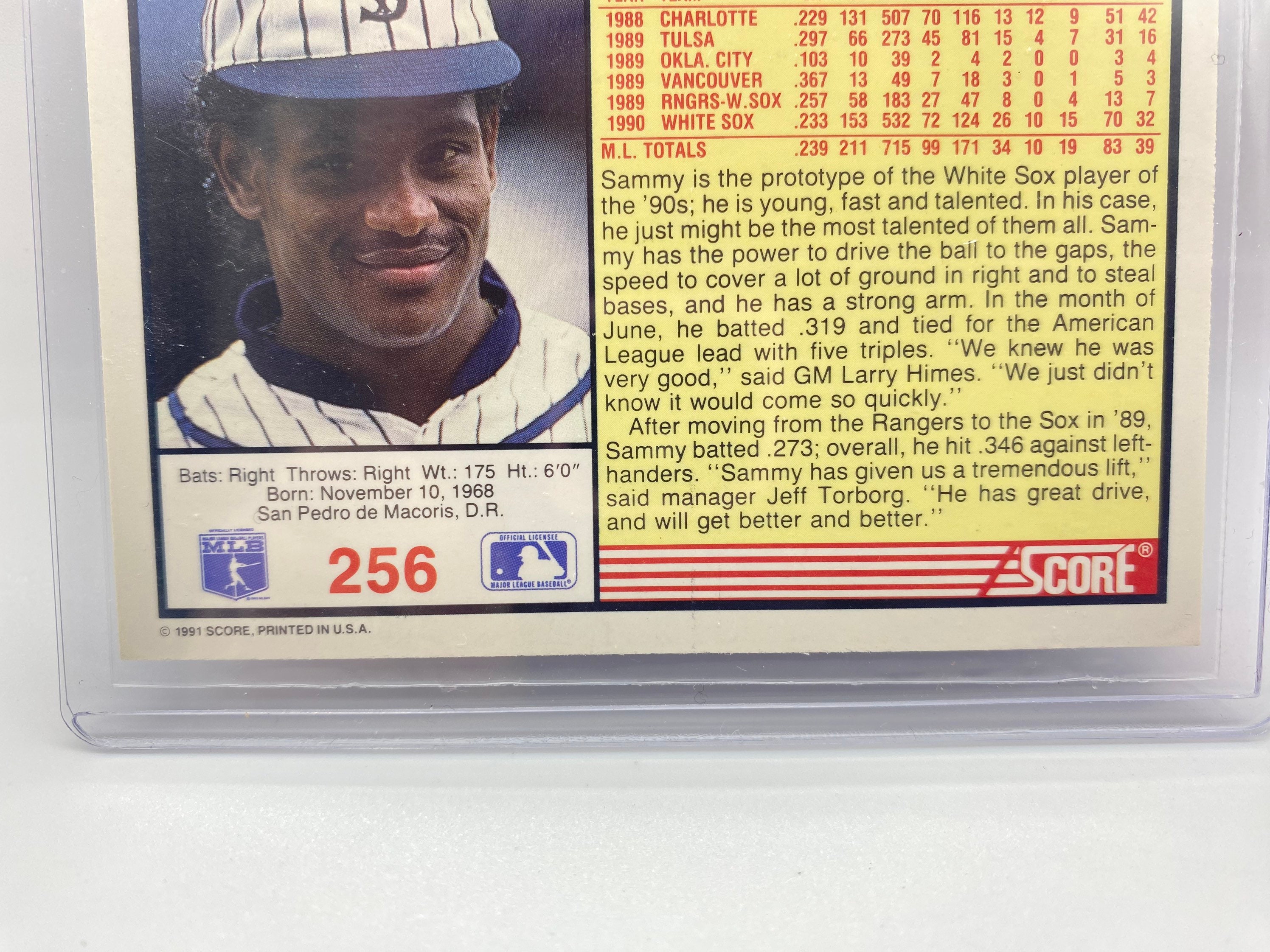 1991 Score Sammy Sosa Error Birthdate Rookie Card Sammy Sosa Etsy