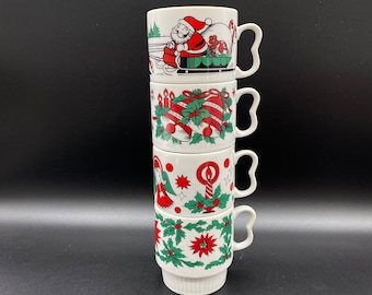 Pier One Christmas Dogs Stacking Set of 4 Mugs With Wire Holder - Etsy