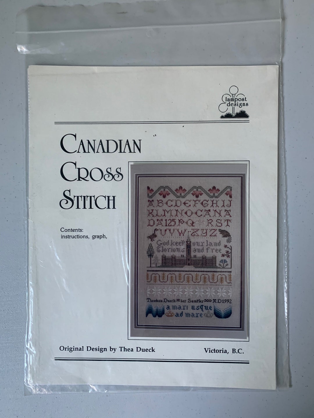 Canadian Cross Stitch Design by Thea Dueck 1992 Lampost Etsy