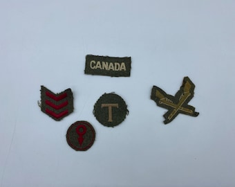 Vintage Canadian Military Felt Uniform Patches, 5 Canadian Military Uniform Patches, Felt Canadian Military Uniform Patch, Lot of 5 Patches