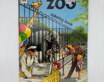 1968 Whitman Zoo Coloring Book New Old Stock, The Zoo Coloring Book, Whitman Golding Limited 1968, 1968 Zoo Coloring Book Unused, Zoo Book