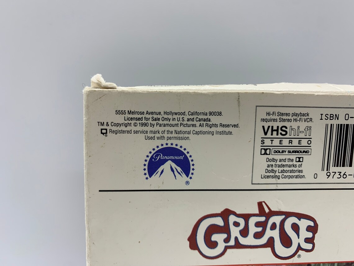 Vintage Grease VHS 1990 Grease Vhs John Travolta and Olivia Etsy Canada