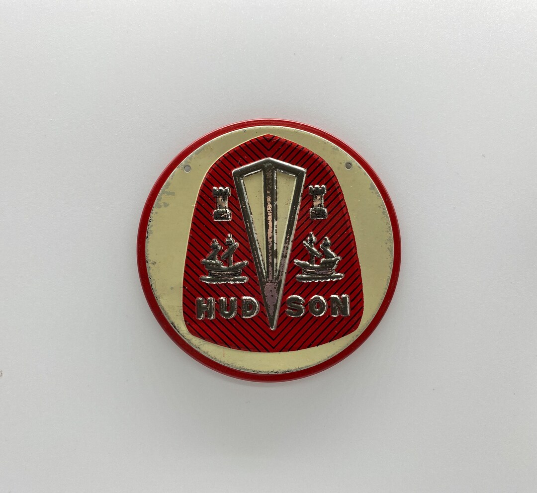 1950s Wheaties Hudson Tin Car Emblem Plaque, Hudson Tin Car Emblem