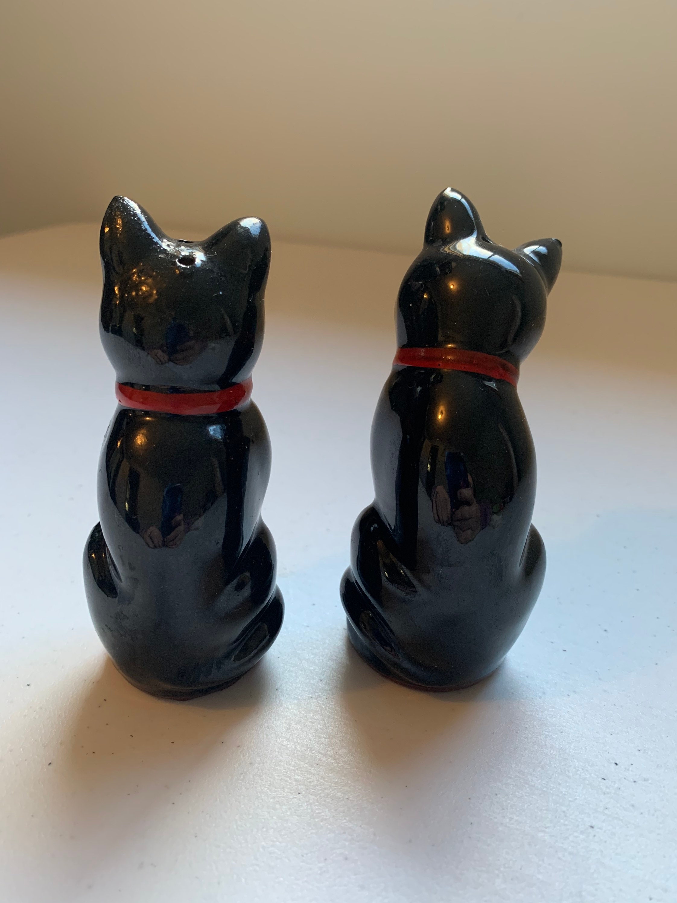 Vintage Black Cats Salt & Pepper Shakers Black Cat with Red Etsy