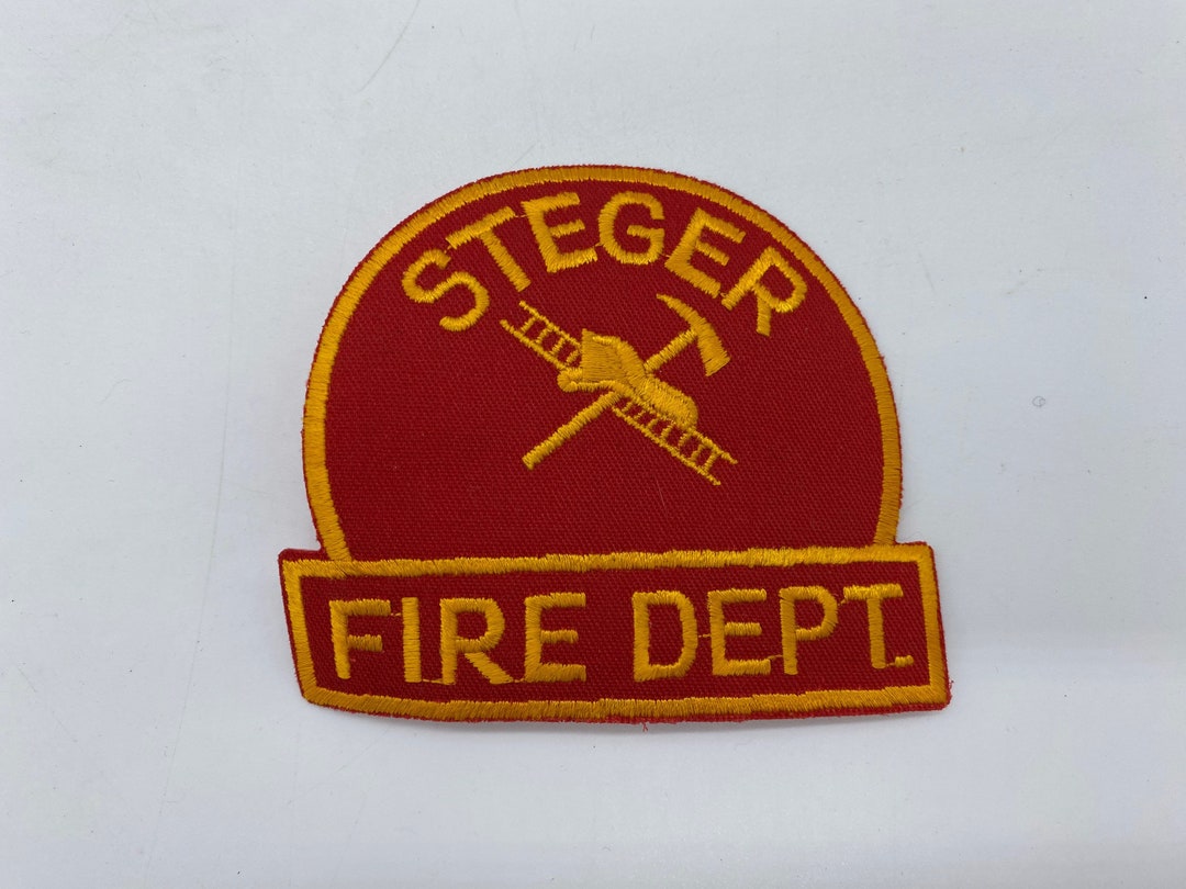Vintage Steger Fire Department Patch, Steger Fire Dept. Patch, Red