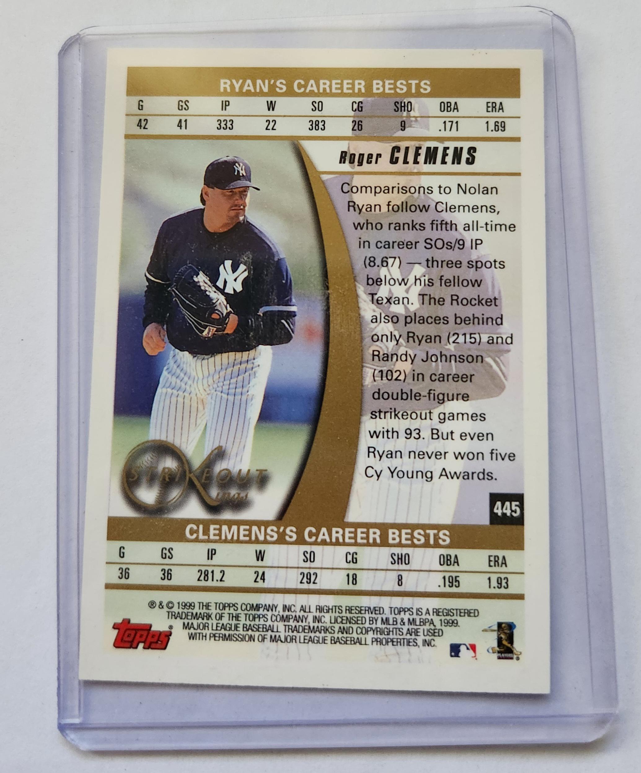 ロジャー・クレメンス Topps 445 ストライクアウト ベースボールカード 