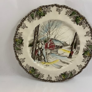 Vintage Sugar Maples The Friendly Village Dinner Plate, Made in England by Johnson Bros, Sugar Maples Dinner Plate, Vintage Johnson Brothers