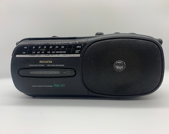 Vintage Aiwa FM/AM-radio kassettbandspelare RM-21, Fungerande radio kassettbandspelare rm-21, Vintage Aiwa kassettbandspelare bärbar radio, Aiwa