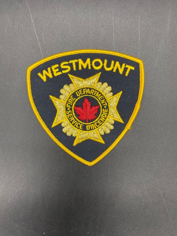 Westmount Fire Department Service D’Incendie Patch, Westmount Fire Department Uniform Badge Vintage 4” Westmount Fire Department Patch Badge