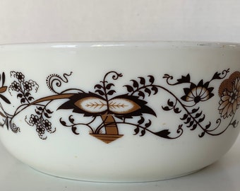 Pyrex Auflaufform, Vintage Pyrex England Auflaufform, Shades of Brown Vines Muster, Runde Schale 8 ”Durchmesser Vintage Pyrex Dish, Pyrex