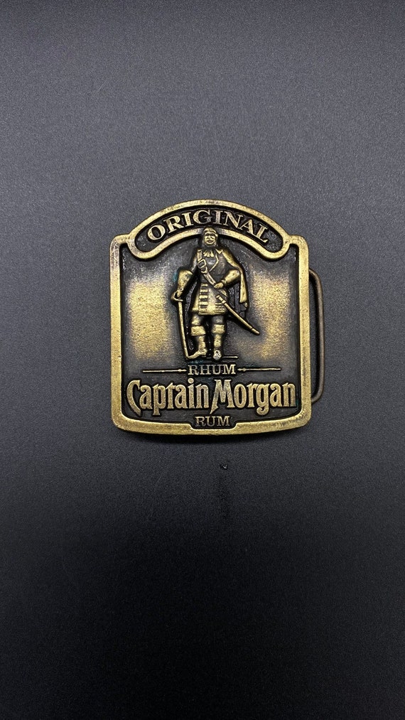 Vintage Captain Morgan Rum Belt Buckle, Brass Capt