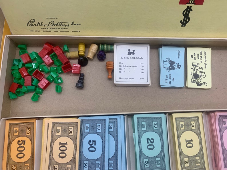 Vintage Monopoly Game 1946 Monopoly Wooden Game Pieces Etsy