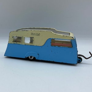 Vintage Dinky Toys Four-Berth Caravan by Meccano, Vintage Blue Meccano Dinky Toys Camper Trailer, Blue Travel Trailer by Dinky Toys England