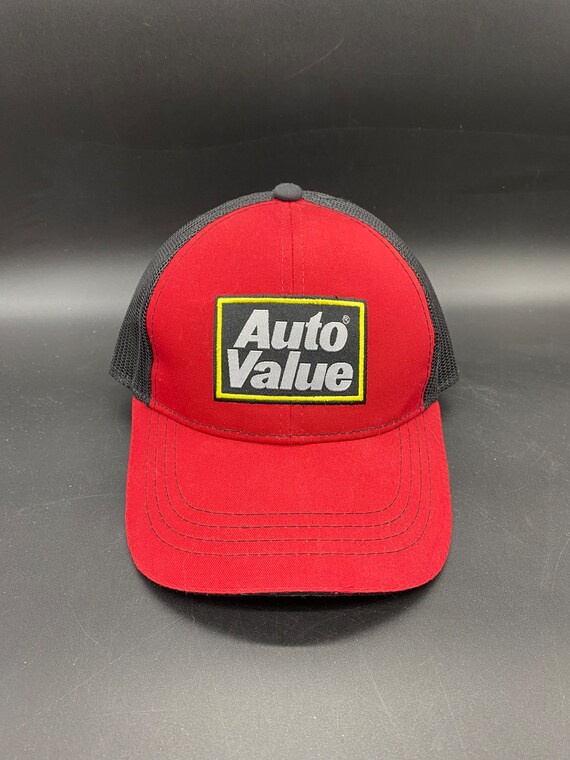 Auto Value Red and Black Mesh Hat, Auto Value Vel… - image 1
