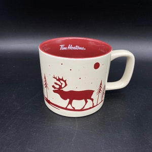 Tim Hortons Holiday Mug, Moose Forrest Tim Hortons Holiday Mug, Red Tim Hortons Holiday Mug, Tim Hortons Red Moose in Forrest Holiday Mug