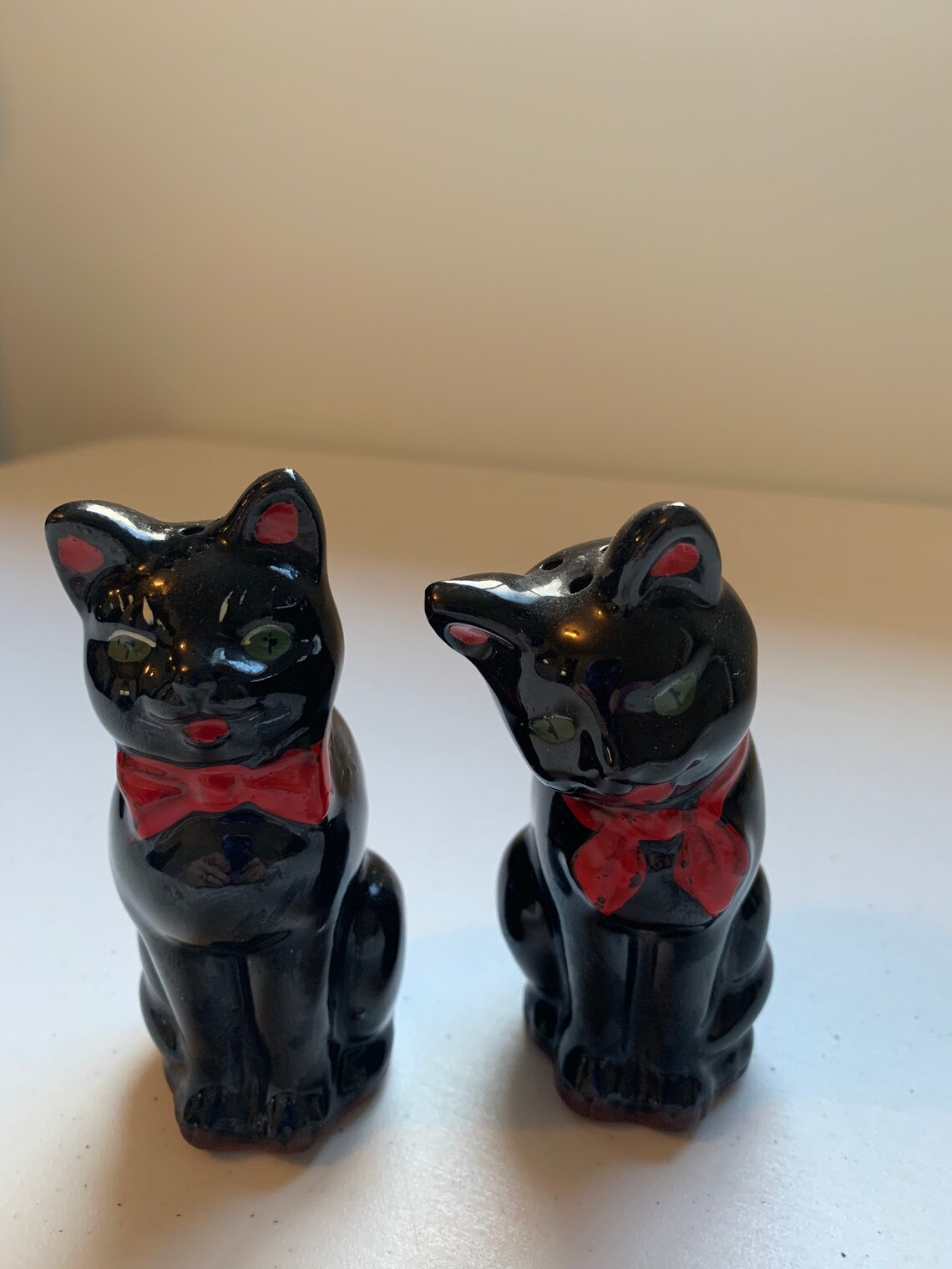 Vintage Black Cats Salt & Pepper Shakers Black Cat with Red Etsy