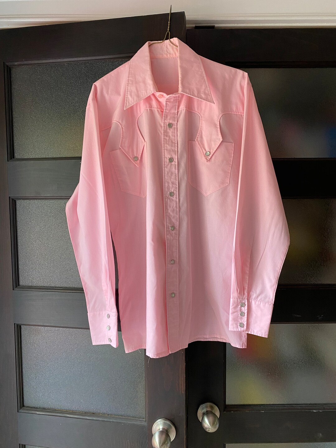 Vintage Pink Western Shirt, Pink Western Shirt With Pearl Snaps, Custom Made Pink Western Shirt