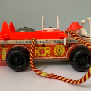 Vintage Fisher Price Fire Engine, 1968 Fisher Price Toys, Dinging Bell Fire Engine, Fisher Price Fire Engine With Fire Hose and Fire Bell