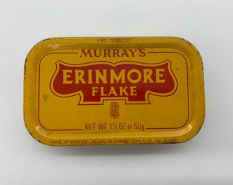 Vintage Murray’s Erinmore Flake Pipe Tobacco 50g Tin, Made in Northern Ireland, Vintage Tobacco Tin, Erinmore Tobacco Tin, Vintage flake Tin