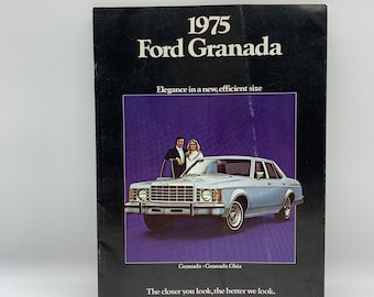 Folleto del Ford Granada clásico de 1975, folleto del Ford Granada Ghia de 2 y 4 puertas sedán de 1975, folleto del Ford Granada Canadá, concesionario Ford 75